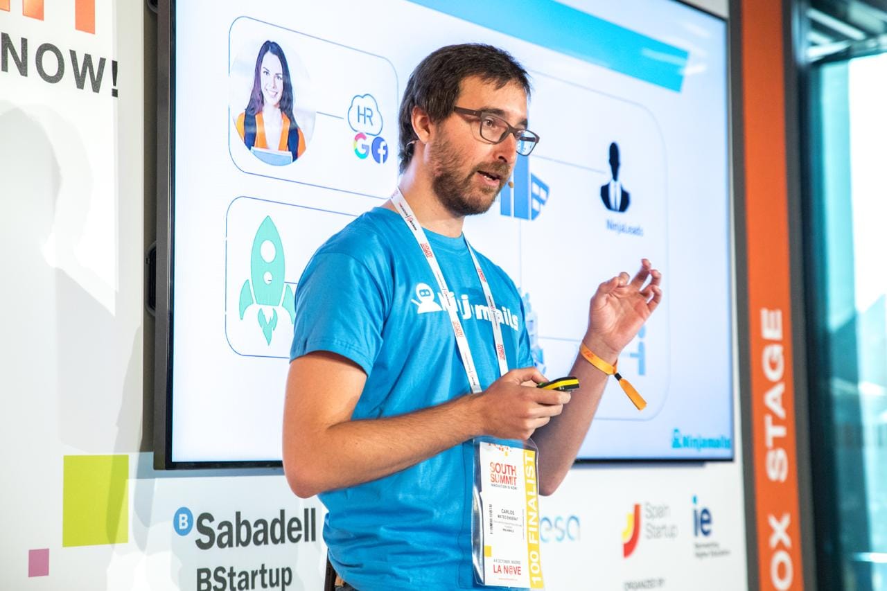 Carlos Mateo presentando Ninjamails en South Summit